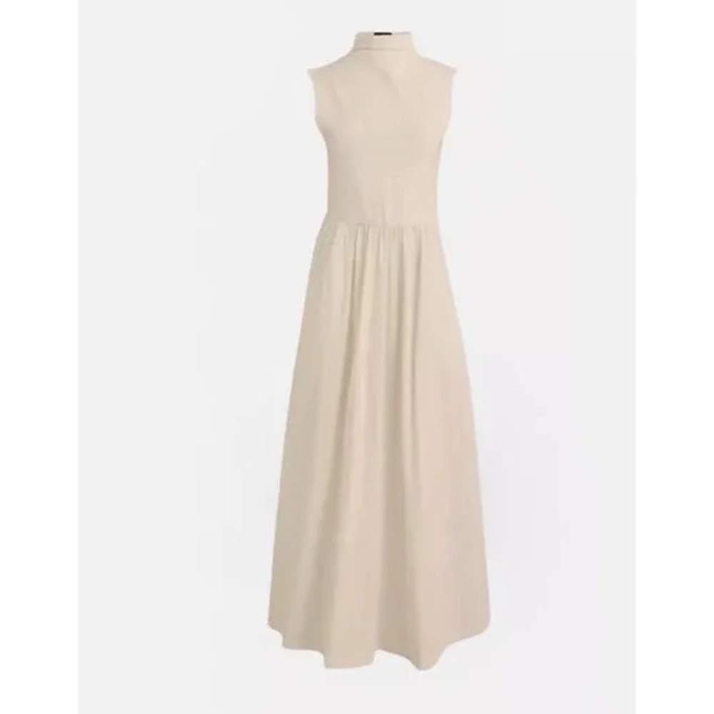 J.Crew Women’s Fitted knit mockneck dress with poplin skirt *Cream*